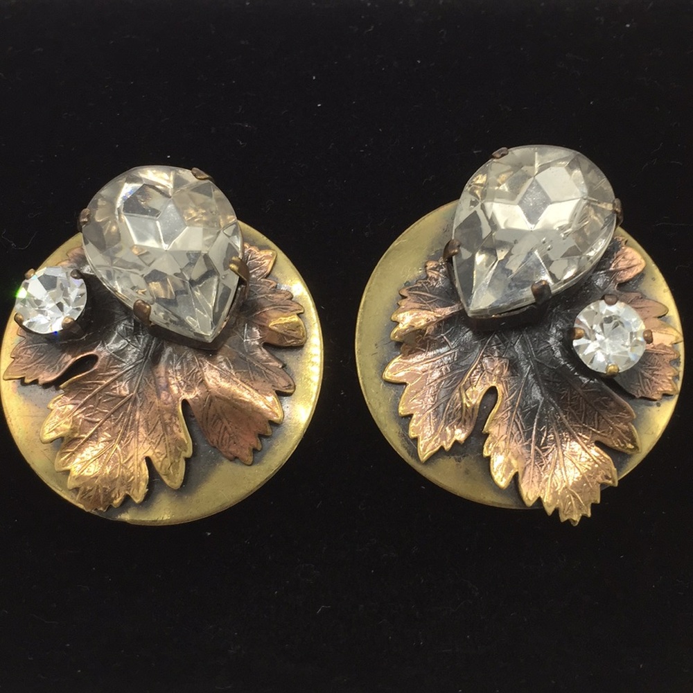 Brass and Cooper Colored Clip On Earrings